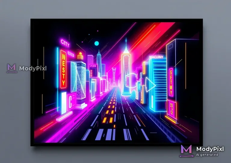 Neon City Abstract