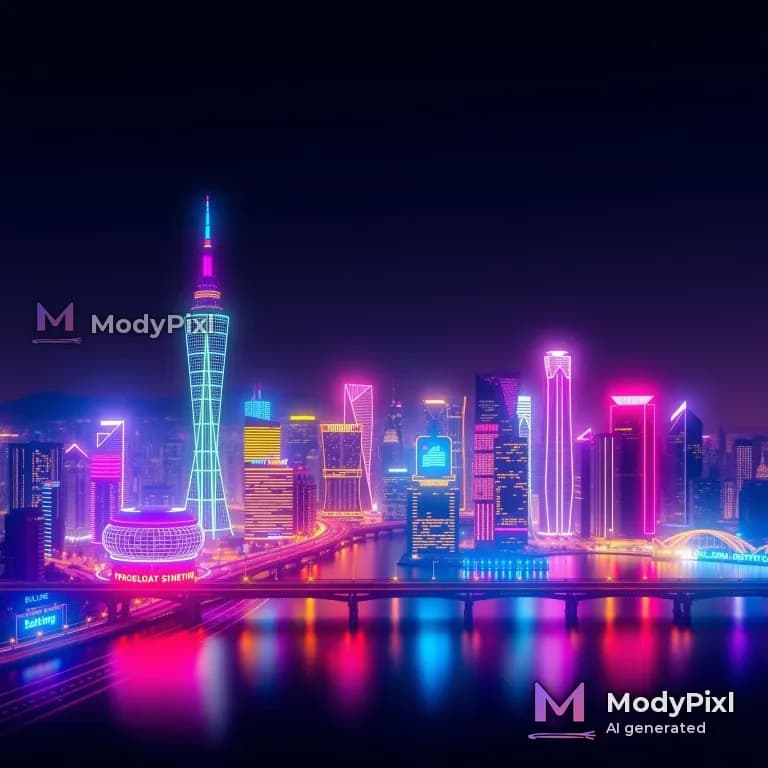 AI Neon City Skyline
